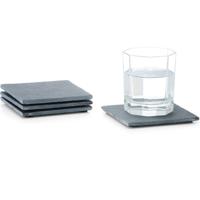 Zeller Glazenonderzetters - 4x stuks - grijs - leisteen - 10 cm