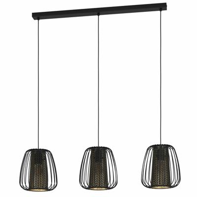 Eglo Hanglamp Curasao staal zwart /staal textiel zwart,goud