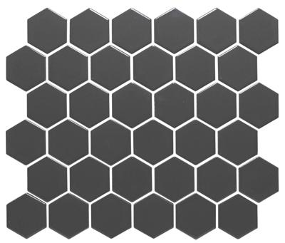 The Mosaic Factory Barcelona Mozaiek Tegel Hexagon - Donker Grijs Porselein Geglazuurd 281x325 mm