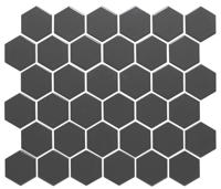 The Mosaic Factory Barcelona Mozaiek Tegel Hexagon - Donker Grijs Porselein Geglazuurd 281x325 mm
