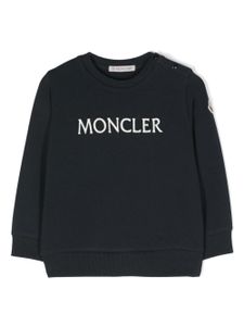 Moncler Enfant sweat en coton mélangé à logo brodé - Bleu