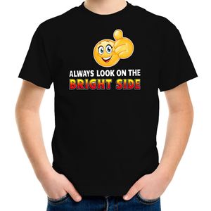 Funny emoticon t-shirt Always look on the bright side zwart kids