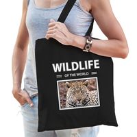 Jaguar tasje zwart volwassenen en kinderen - wildlife of the world kado boodschappen tas