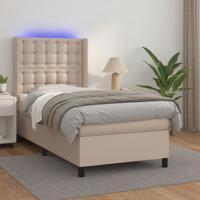 Boxspring met matras en LED kunstleer cappuccinokleur 100x200cm