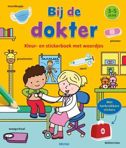Kleur- en stickerboek met woordjes - Bij de dokter (Paperback)