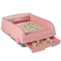 Halfautomatische Kattenbak met Opening Toilet met Uitschuifbare Lade Roze