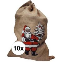 10x Jute zakken voor kerstcadeau / kerstcadeautjes - thumbnail