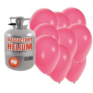 Helium tank met roze ballonnen 30 stuks