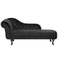 Beliani NIMES - Chaise longue-Zwart-Fluweel