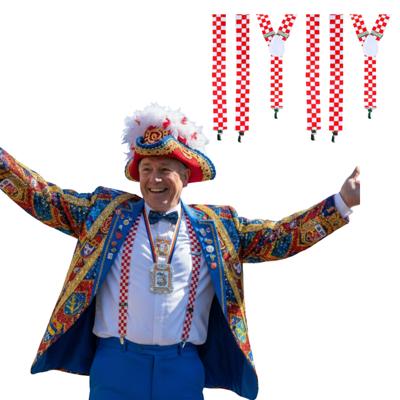 Carnaval verkleed bretels Brabant - 3x - Rood met wit geblokt - volwassenen