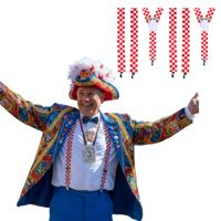 Carnaval verkleed bretels Brabant - 3x - Rood met wit geblokt - volwassenen