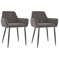 VidaXL Eetkamerstoelen 2 st fluweel donkergrijs - thumbnail
