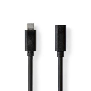 Nedis USB-Kabel | USB 3.2 Gen 1 | USB-C Male | USB-C Female | 4K@60Hz | 5 Gbps | Vernikkeld | 2.00 m | Rond | PVC | Zwart | Doos - CCGB64010BK20
