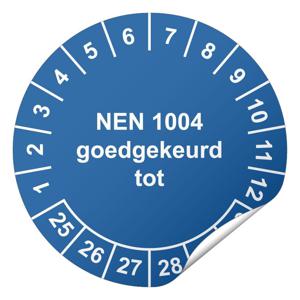Keuringssticker NEN 1004 goedgekeurd tot  Ø 20 mm - 1100 stickers (op rol)