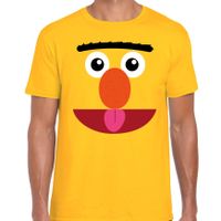 Verkleed / carnaval t-shirt geel cartoon knuffel pop voor heren - Verkleed / kostuum shirts - thumbnail