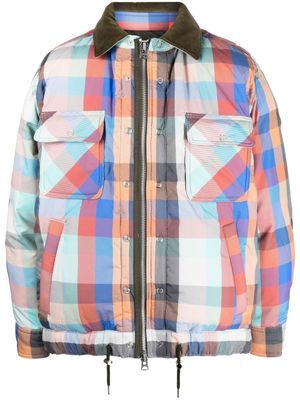 sacai veste bomber zippée à carreaux - Bleu