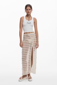 Mouwloos T-shirt met tekst - WHITE - XS