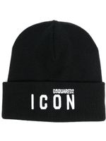 DSQUARED2 bonnet en laine à logo imprimé - Noir