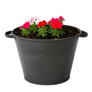 Mega Collections plantenpot/bloempot Farmer - zink - zwart - D35 X H25 cm   -