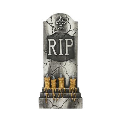 Horror kerkhof decoratie grafsteen - kaarsen met licht - 93 x 42 cm - Halloween feestdecoratie Horror kerkhof decoratie grafsteen - kaarsen met licht - 93 x 42 cm - Halloween feestdecoratie