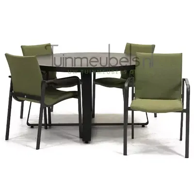 Tuinstoel Anzio dining forest green met braga 140 cm rond