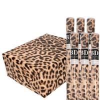 Cadeau Inpakpapier in originele pantervel print - 6x - bruin - 200 x 70 cm - 70 grams - inpakken