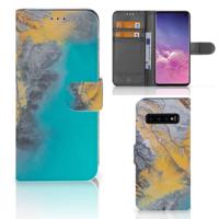 Samsung Galaxy S10 | Bookcase | Marble Blue Gold