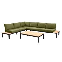 Tori loungeset compleet coffee table aluminium black/teak black/teak/emerald green Yoi - Yoi