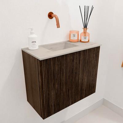 Toiletmeubel Mondiaz Joya Dlux | 50 cm | Meubelkleur Walnut | Faye wastafel Opalo Wasbak Links | Zonder kraangat(en)