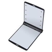 2 PC'S Lady cosmetische ijdelheid spiegel vouwen draagbare Pocket ingebouwde LED verlichting lampen (zwart)