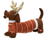 Hond polyester l45b12h32 cm bruin kerst - Ksd