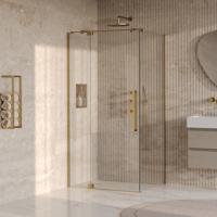 BRAUER Stellar douchecabine met draaideur helder glas 100x100x200 omkeerbaar incl. glascoating PVD goud geborsteld