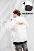 24 Uomo Mirror Zipped Hoodie Off-White + Gratis 24 Uomo Messenger Bag - Maat XL - Kleur: Wit | Soccerfanshop
