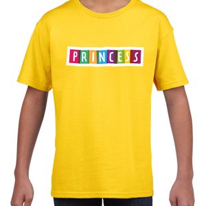 Princess fun tekst t-shirt geel kids