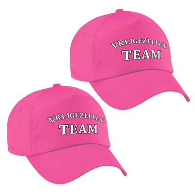 Vrijgezellenfeest Team petje - 6x - roze - voor dames - caps - hoedjes