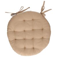 Atmosphera Stoelkussen - rond - beige - katoen - 38 x 6.5 cm - wicker zitkussen - thumbnail