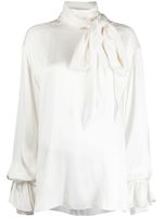 Natasha Zinko blouse en soie mélangée à col lavallière - Blanc