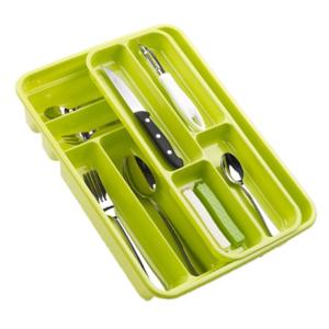 Plasticforte Bestekbak - lime groen - 10-vaks - 2 lagen - besteklade - organizer