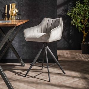 LifestyleFurn Draaibare Barstoel Moritz Velvet - Zilver (zithoogte 68cm)