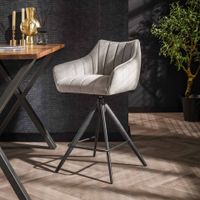 LifestyleFurn Draaibare Barstoel Moritz Velvet - Zilver (zithoogte 68cm)
