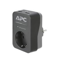 APC PME1WU2B-GR Tussenstekker met overspanningsbeveiliging 3680W 1x stopcontact + 2x USB lader - thumbnail