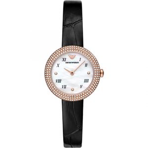 Emporio Armani AR11356 Horloge Rosa staal-leder rosekleurig-zwart-wit 30 mm