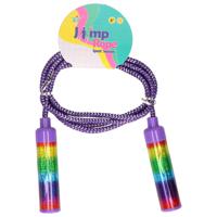 Kids Fun Springtouw speelgoed Rainbow glitters - paars - 210 cm - buitenspeelgoed   -