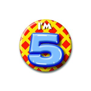 Verjaardags button I am 5