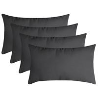 Stof Textile sierkussen Nelson - 4x - donkergrijs - 30 x 50 cm - bank kussens - polyester
