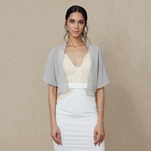 Omslagdoeken Damesomslag Bolero Jasje / jack Elegant Zonbescherming Korte mouw Chiffon Bruiloftsomslagen Met Pure Kleur Voor Formeel Lente Herfst Lightinthebox