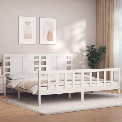 Bedframe zonder matras massief grenenhout wit 200x200 cm