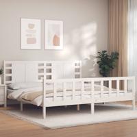 Bedframe zonder matras massief grenenhout wit 200x200 cm