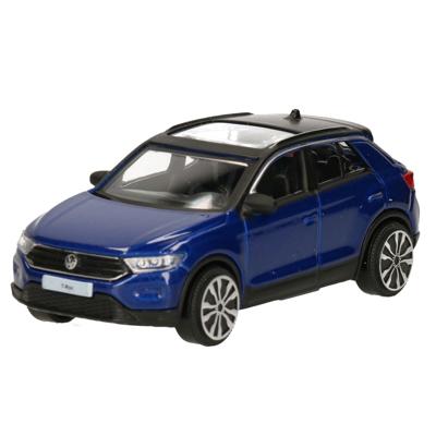 Modelauto Volkswagen T-Roc 2021 - blauw - 10 cm - schaal 1:43 - speelgoedauto