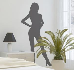 Muursticker silhouet knappe vrouw
